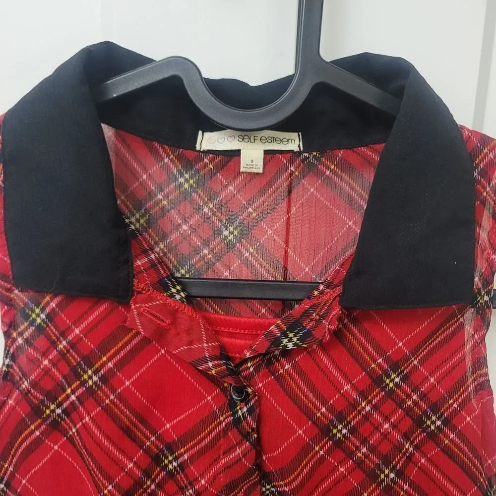 Self esteem plaid sleeveless dress, size 8